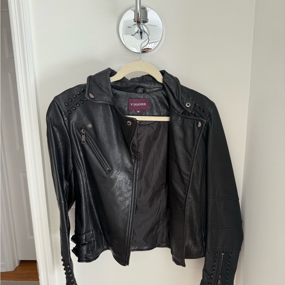Vigoss Studded Black Leather Jacket M